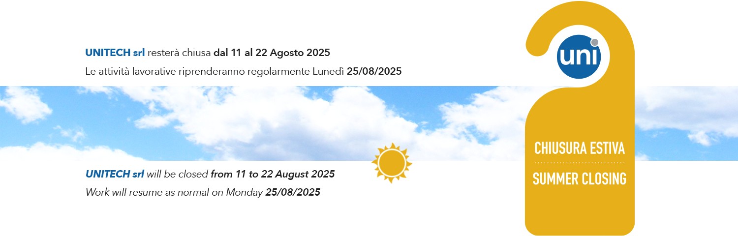 UNITECH srl restera chiusa dal 23 Dicembre 2024 al 6 Gennaio 2025